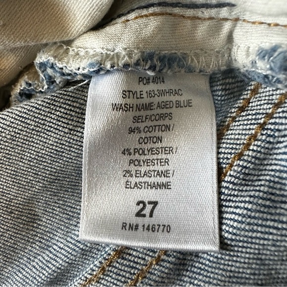 Re/Done Originals Comfort Stretch High Rise Distressed Raw Hem Straight Jeans 27 - Picture 7 of 10